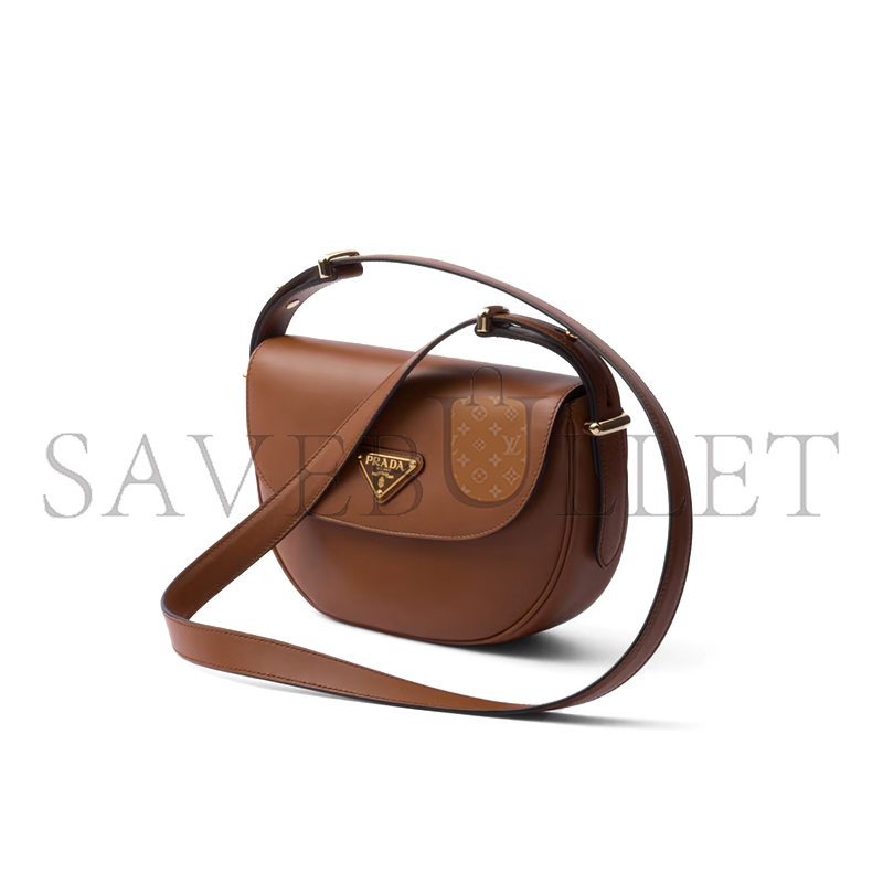 PRADA ARQUÉ LEATHER SHOULDER BAG WITH FLAP 1BD365 (23*12*6cm)
